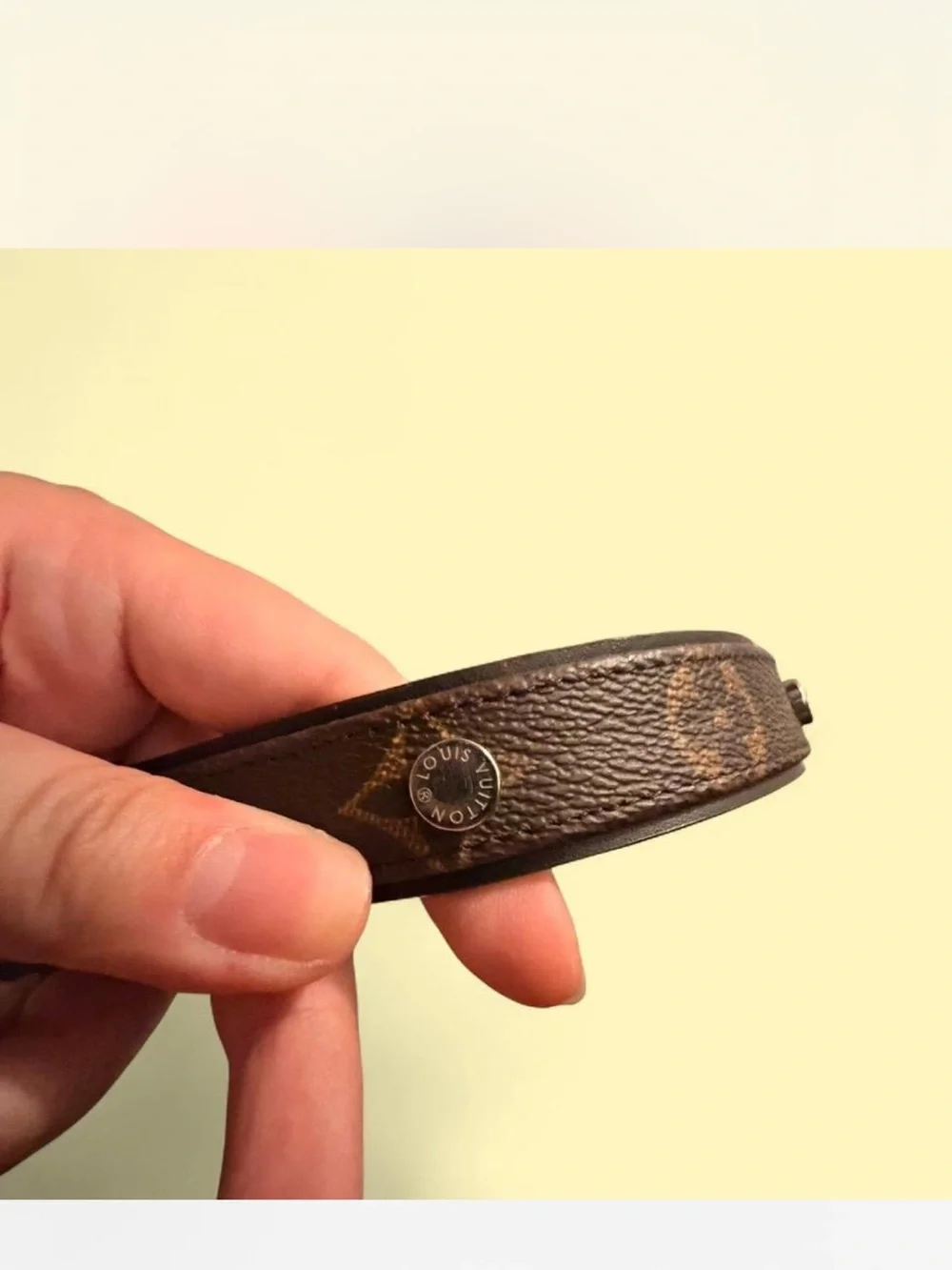 Louis Vuitton Brown Monogram Leather Belt with Silver Hardware